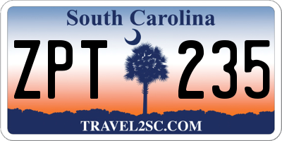 SC license plate ZPT235