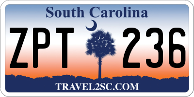 SC license plate ZPT236