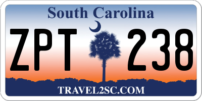 SC license plate ZPT238
