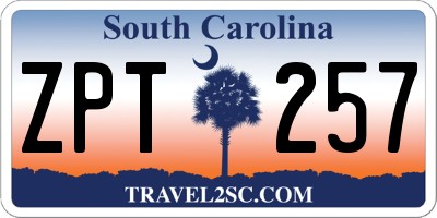 SC license plate ZPT257