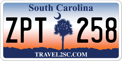SC license plate ZPT258