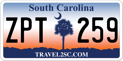 SC license plate ZPT259