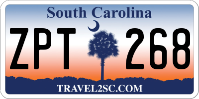 SC license plate ZPT268