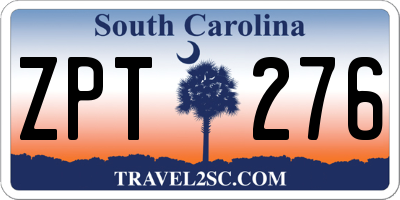 SC license plate ZPT276