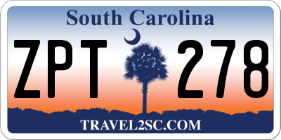 SC license plate ZPT278