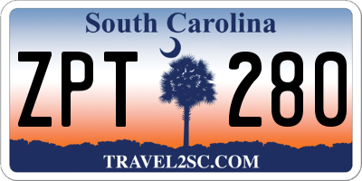 SC license plate ZPT280
