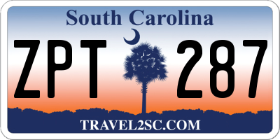 SC license plate ZPT287