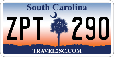 SC license plate ZPT290