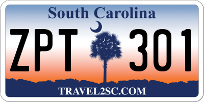 SC license plate ZPT301