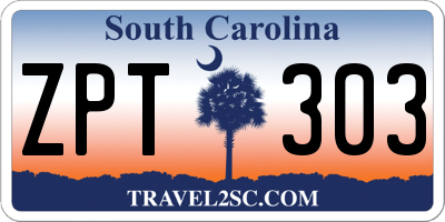 SC license plate ZPT303