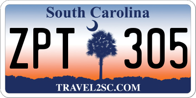 SC license plate ZPT305