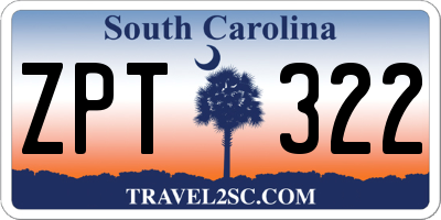 SC license plate ZPT322