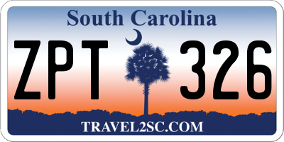 SC license plate ZPT326