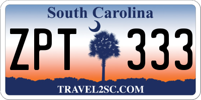 SC license plate ZPT333