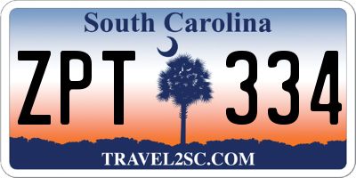 SC license plate ZPT334