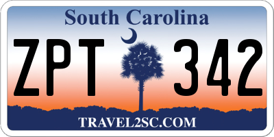 SC license plate ZPT342