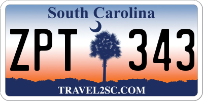 SC license plate ZPT343