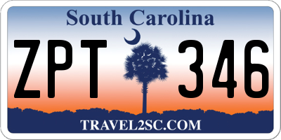 SC license plate ZPT346