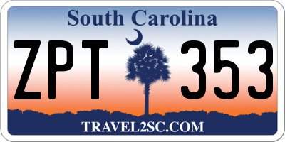 SC license plate ZPT353