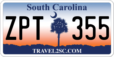 SC license plate ZPT355