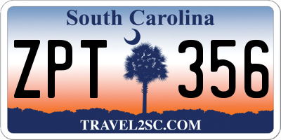 SC license plate ZPT356