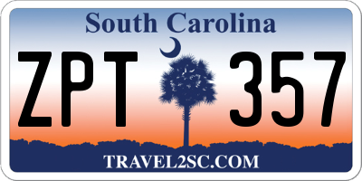 SC license plate ZPT357