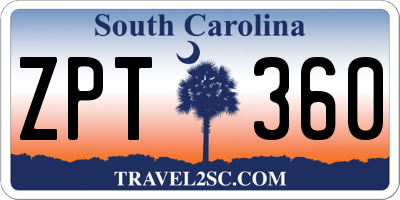 SC license plate ZPT360