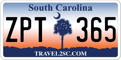 SC license plate ZPT365