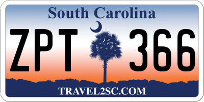SC license plate ZPT366