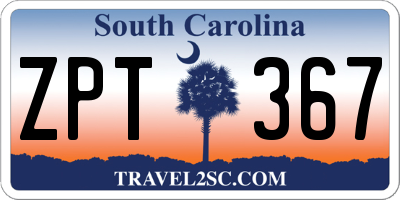 SC license plate ZPT367