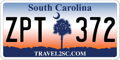 SC license plate ZPT372