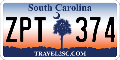 SC license plate ZPT374