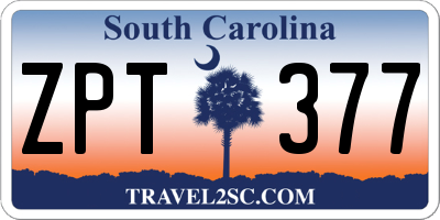 SC license plate ZPT377