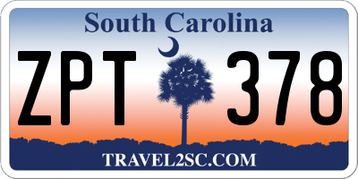 SC license plate ZPT378