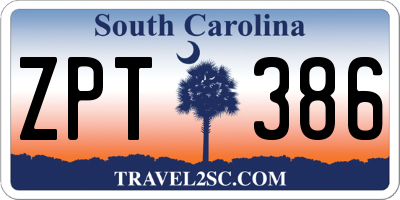 SC license plate ZPT386