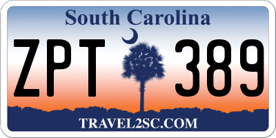 SC license plate ZPT389