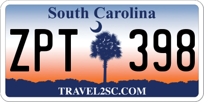 SC license plate ZPT398