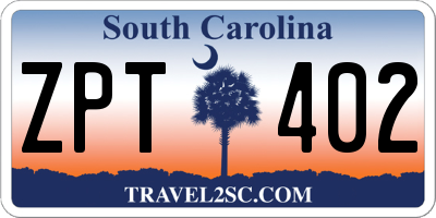 SC license plate ZPT402