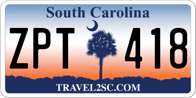 SC license plate ZPT418