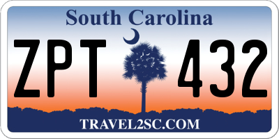 SC license plate ZPT432