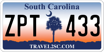 SC license plate ZPT433
