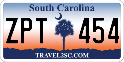 SC license plate ZPT454