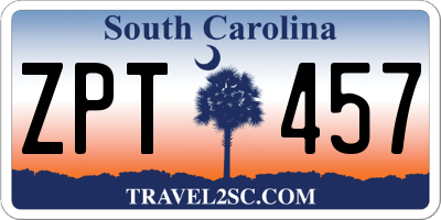 SC license plate ZPT457