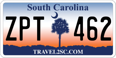 SC license plate ZPT462