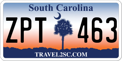 SC license plate ZPT463