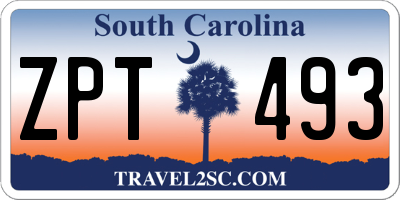 SC license plate ZPT493