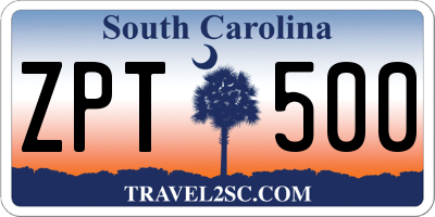 SC license plate ZPT500