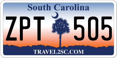 SC license plate ZPT505