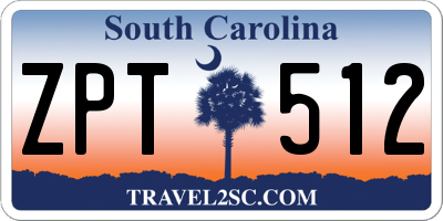 SC license plate ZPT512