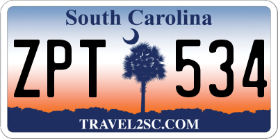 SC license plate ZPT534